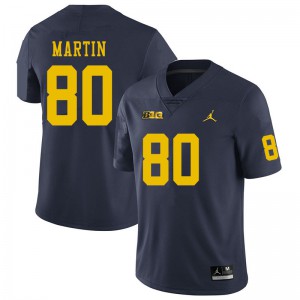 Men's University of Michigan #80 Oliver Martin Navy Football Jerseys 958504-909