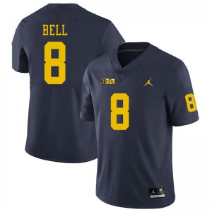 Mens University of Michigan #8 Ronnie Bell Navy Player Jerseys 759654-776