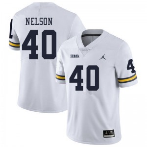 Mens University of Michigan #40 Ryan Nelson White Official Jerseys 162604-487