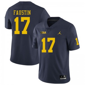 Mens Michigan #17 Sammy Faustin Navy Stitched Jerseys 699683-237