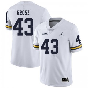 Men's Michigan #43 Tyler Grosz White Football Jerseys 776406-736