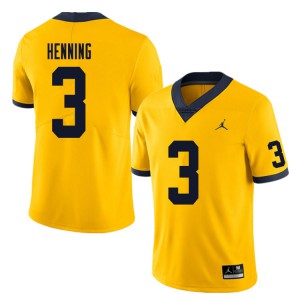 Mens Wolverines #3 A.J. Henning Yellow College Jerseys 256588-928