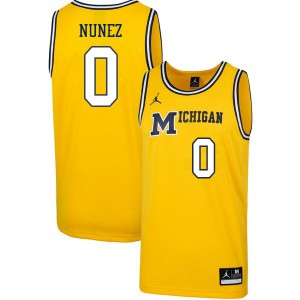 Men University of Michigan #0 Adrien Nunez Retro Yellow Stitch Jerseys 816402-375