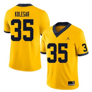 Men's Wolverines #35 Caden Kolesar Yellow Alumni Jerseys 482545-167