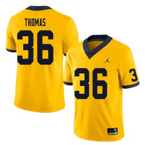 Men Wolverines #36 Charles Thomas Yellow Player Jersey 236272-498