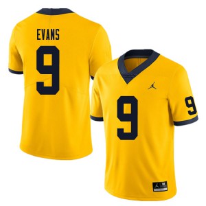 Mens Wolverines #9 Chris Evans Yellow Stitched Jerseys 360360-139