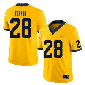 Men Michigan #28 Christian Turner Yellow Player Jersey 338362-387