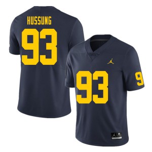 Men Michigan #93 Cole Hussung Navy Football Jerseys 730017-189