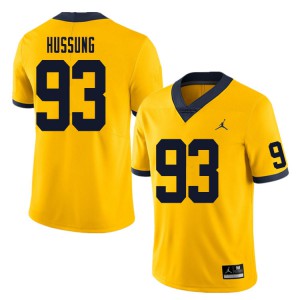 Men's Michigan #93 Cole Hussung Yellow Player Jerseys 428758-344
