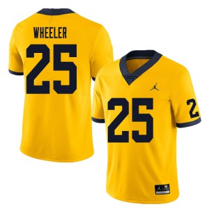 Mens University of Michigan #25 Cornell Wheeler Yellow College Jerseys 922859-613