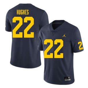 Men's Wolverines #22 Danny Hughes Navy University Jerseys 563323-311