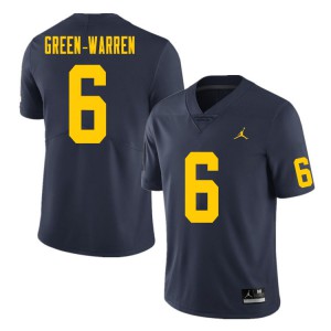 Mens Michigan Wolverines #6 Darion Green-Warren Navy High School Jerseys 444443-855
