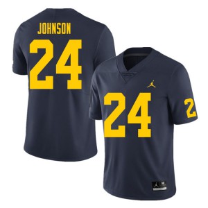 Men's Michigan Wolverines #24 George Johnson Navy Player Jerseys 126853-354