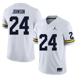 Men's Michigan Wolverines #24 George Johnson White Official Jersey 500083-955