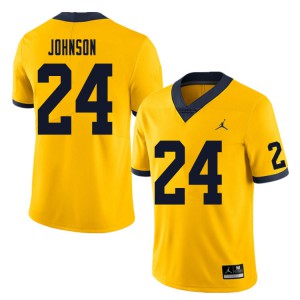 Men's Michigan #24 George Johnson Yellow Alumni Jersey 124739-206