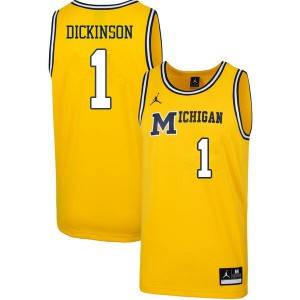 Men's Wolverines #1 Hunter Dickinson Retro Yellow Stitched Jersey 672851-450
