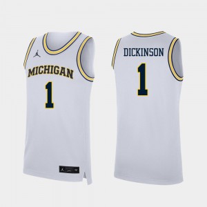 Men's Michigan #1 Hunter Dickinson White Embroidery Jerseys 219345-973