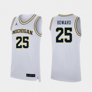 Men's Michigan #25 Jace Howard White Embroidery Jersey 734614-927