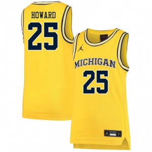 Men's Michigan #25 Jace Howard Yellow Basketball Jerseys 393141-124