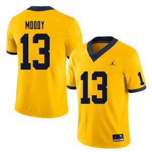 Men University of Michigan #13 Jake Moody Yellow Stitched Jerseys 919283-336