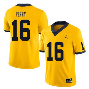 Men Michigan #16 Jalen Perry Yellow University Jersey 659017-475