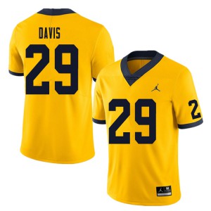 Mens Michigan #29 Jared Davis Yellow NCAA Jerseys 997402-524