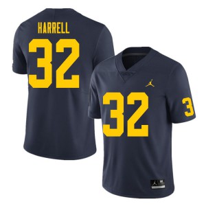 Mens Michigan Wolverines #32 Jaylen Harrell Navy NCAA Jersey 215000-454