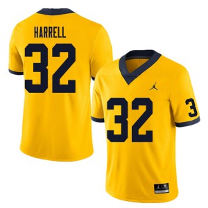 Men University of Michigan #32 Jaylen Harrell Yellow High School Jerseys 864405-901