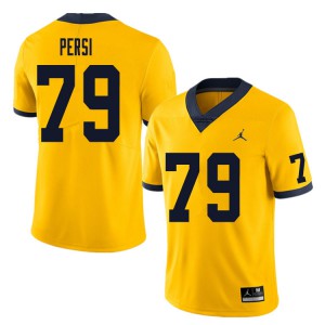 Mens University of Michigan #79 Jeffrey Persi Yellow NCAA Jersey 669804-785