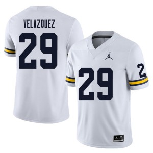 Mens University of Michigan #29 Joey Velazquez White College Jerseys 280080-683