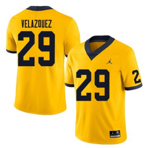 Mens Michigan Wolverines #29 Joey Velazquez Yellow Player Jersey 778130-735