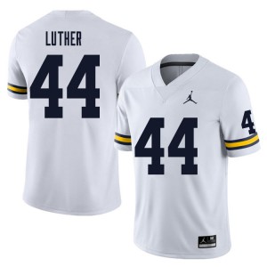 Men's University of Michigan #44 Joshua Luther White Official Jersey 680326-884