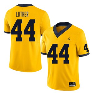 Men's Michigan #44 Joshua Luther Yellow Official Jersey 406638-432