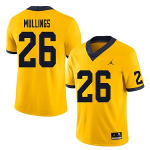 Mens Michigan #26 Kalel Mullings Yellow College Jerseys 584177-952