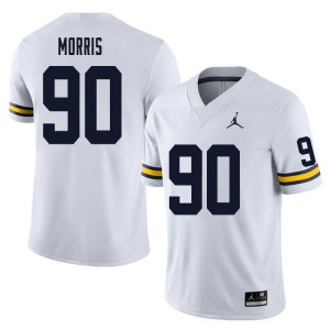 Mens University of Michigan #90 Mike Morris White Stitch Jerseys 438120-585
