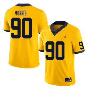 Men Wolverines #90 Mike Morris Yellow Embroidery Jerseys 106366-264