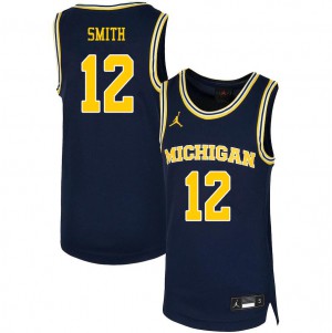Men Wolverines #12 Mike Smith Navy College Jerseys 358838-109