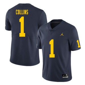 Men's Michigan #1 Nico Collins Navy Embroidery Jersey 465885-598