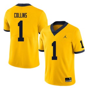 Mens Michigan #1 Nico Collins Yellow University Jerseys 551175-725