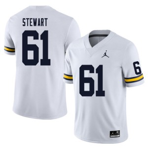 Mens Michigan #61 Noah Stewart White Stitched Jerseys 760186-775