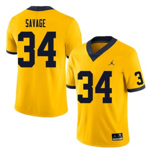 Mens Michigan Wolverines #34 Osman Savage Yellow Embroidery Jerseys 499003-555