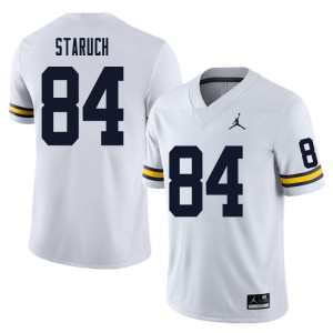 Men Michigan #84 Sam Staruch White Stitched Jerseys 791307-203