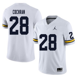 Men University of Michigan #28 Tyler Cochran White Football Jersey 664735-962