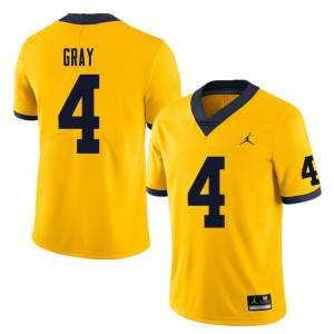 Mens Wolverines #4 Vincent Gray Yellow Stitch Jerseys 616697-464