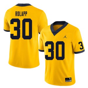 Mens Michigan Wolverines #30 Will Rolapp Yellow Official Jersey 935216-949