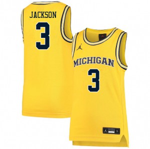 Men Michigan #3 Zeb Jackson Yellow Basketball Jersey 788509-674