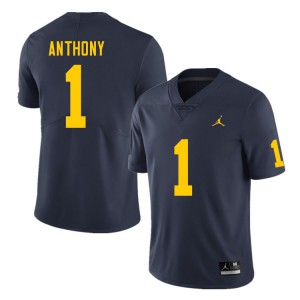 Men's Michigan #1 Andrel Anthony Navy NCAA Jersey 339368-217