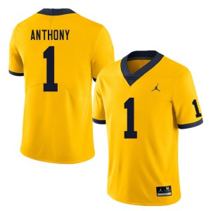 Men's Michigan #1 Andrel Anthony Yellow Player Jersey 643067-208
