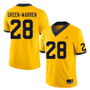 Men's Michigan #28 Darion Green-Warren Yellow Football Jerseys 274807-280