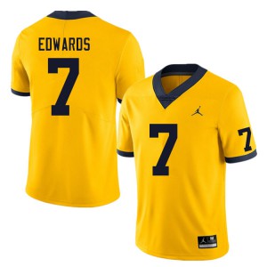 Men Michigan #7 Donovan Edwards Yellow Football Jerseys 504199-822